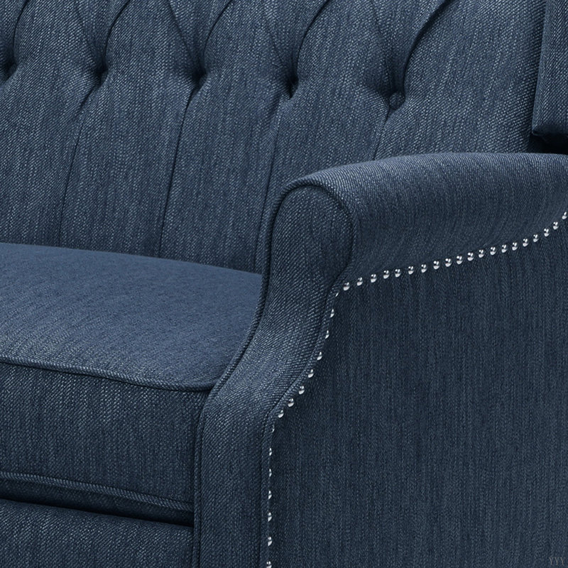 Alta Traditional 28.5" Wide Manual Wingback Recliner Chair, Dark Blue, 42.5'' H x 28.5'' W x 34.5'' D