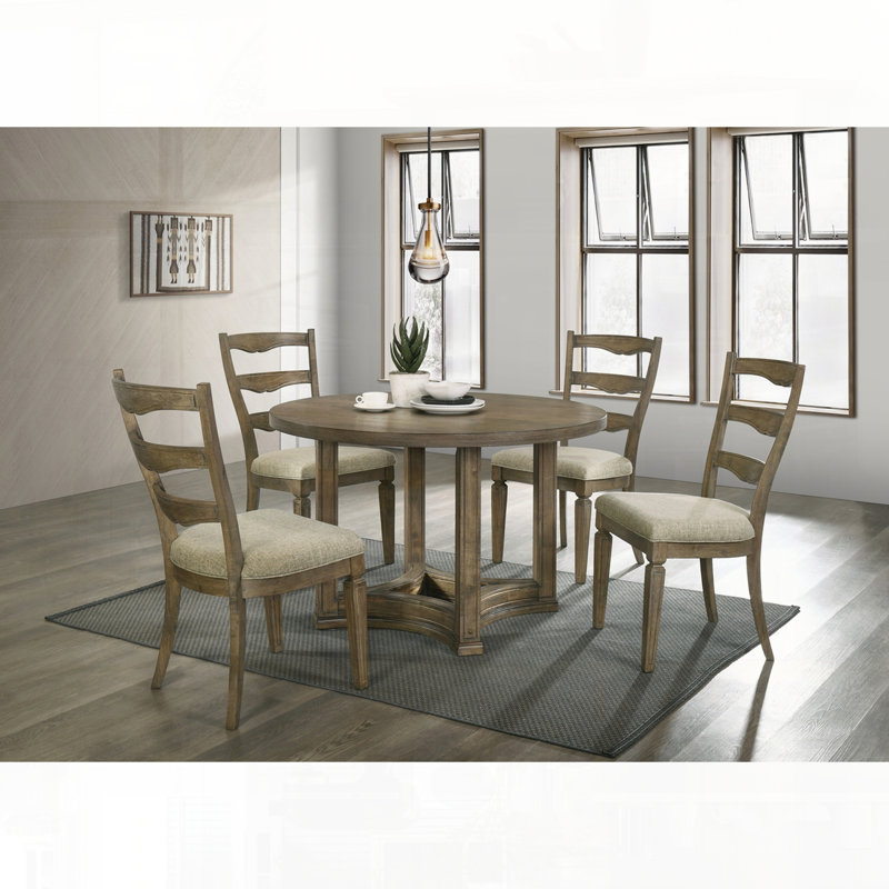 Ensemble de salle à manger cinq pièces rond en bois durable et élégant