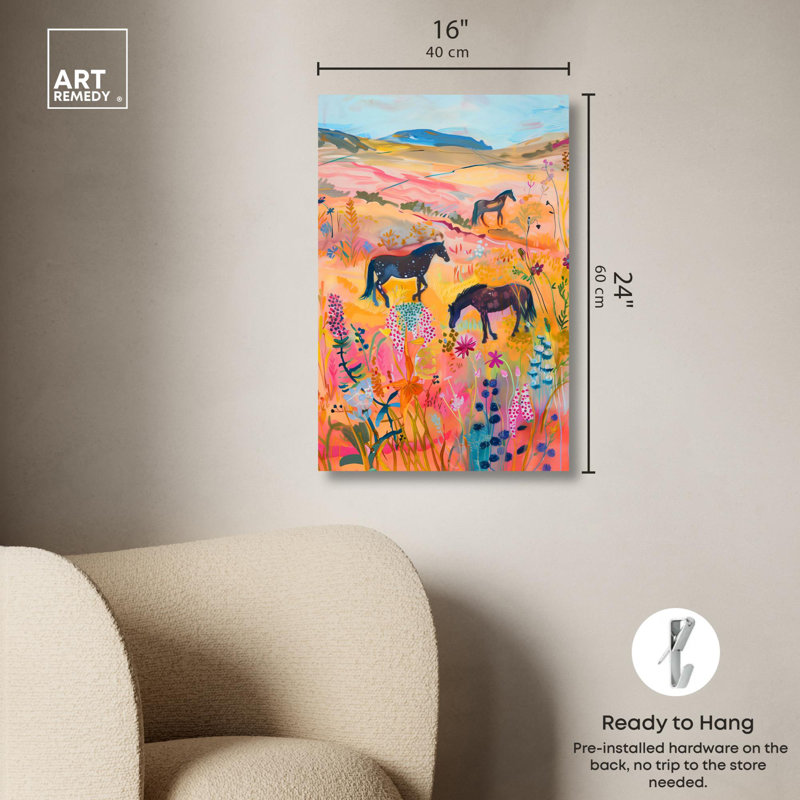 Impression sur toile «Chevaux Beautiful Pasture II» par Art Remedy, Toile tendue, H 24 po x l 16 po