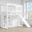 Lit mezzanine simple avec garde-robe, tablettes, glissade et lumières DEL