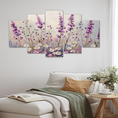 Jacklon - Wildflowers Wall Art - Traditional Wall Art For Living Room 5 Piece