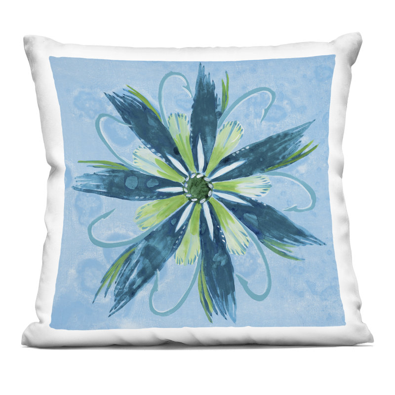 Coussin Festive, Vert/bleu, Carré 18 po