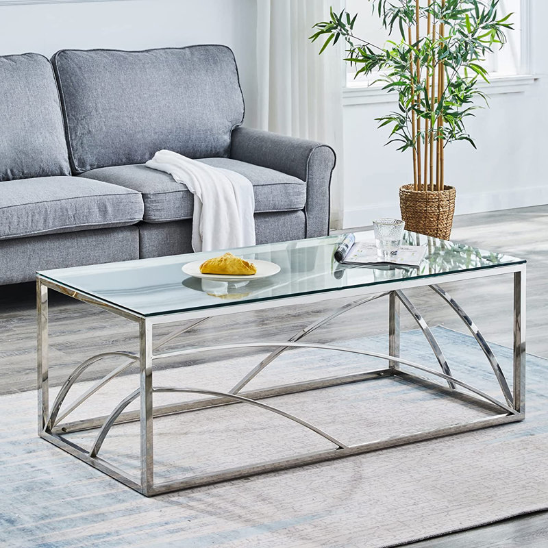 Table basse Marlies, Transparent, Chrome