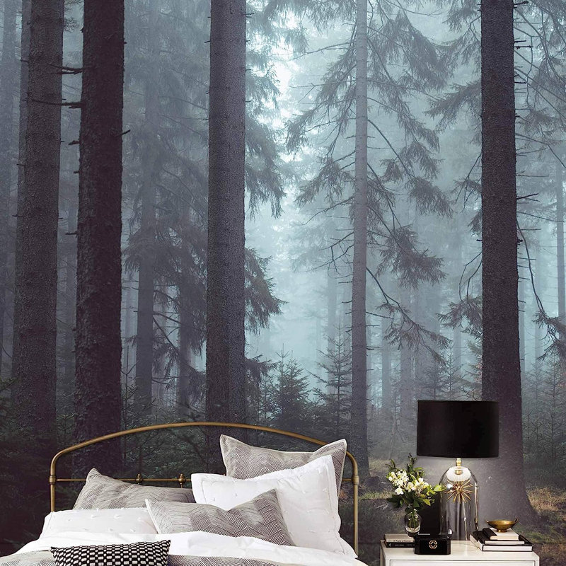 Grey Landscape of Forest Wall Mural, 100" L x 144" W