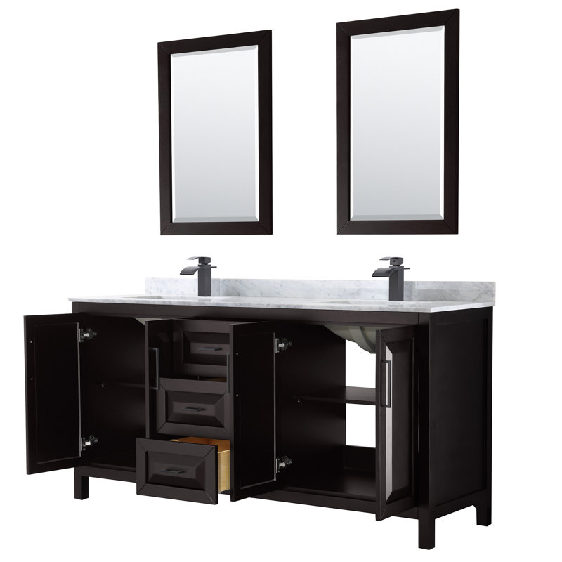 Daria 72'' W Double Vanity, Dark Espresso, Polished Chrome, White Cultured Marble