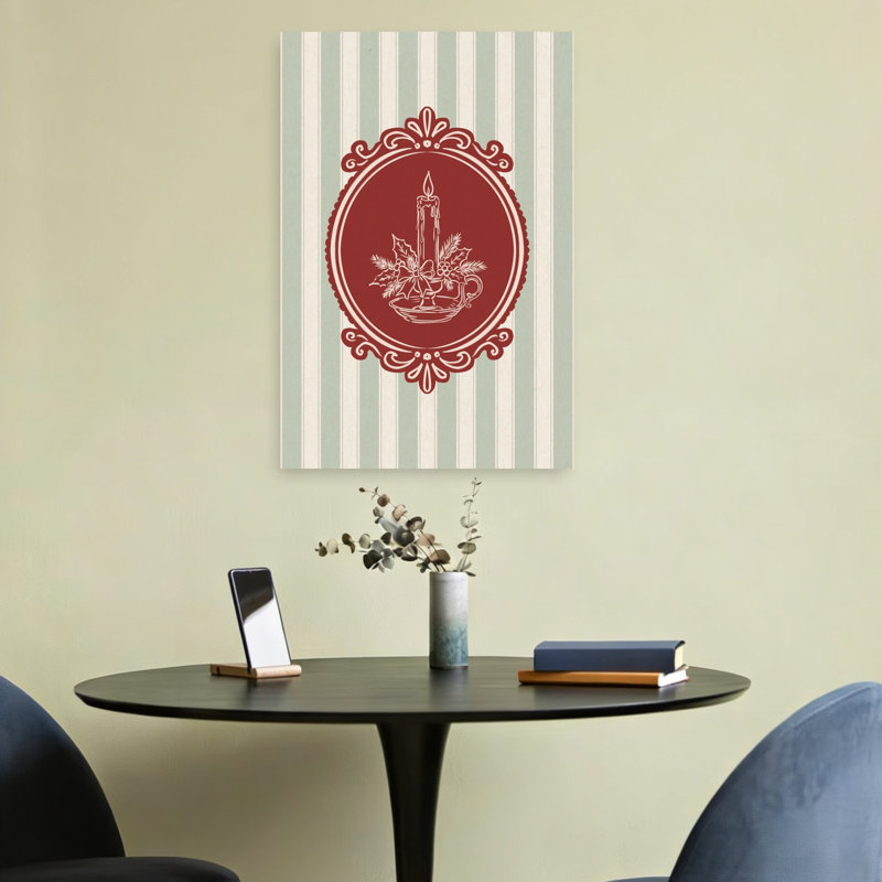 Bougie de Noël vintage, classique et élégante, style rustique, pin, impression murale d'hiver, H 24 po x l 16 po