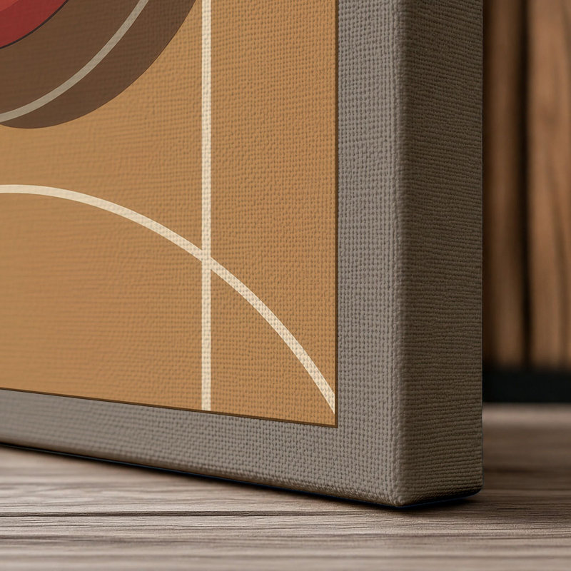 Basketball at Court Center Minimalist - Wrapped Canvas, 18x12 - 45.7 x 30.5 cm, Taupe Border