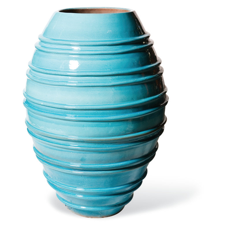 Vase de plancher en céramique Helter Skelter, Bleu turquoise