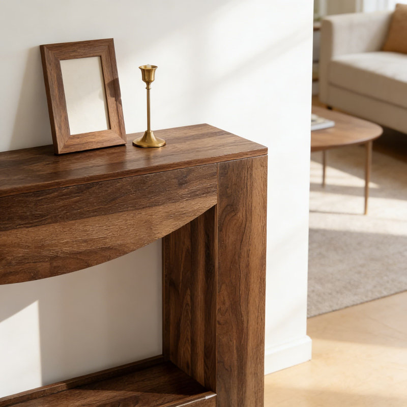 Console Farmhouse avec lumières DEL, canapé de 47 pouces pour le vestibule ou le salon, table d'appoint rustique en bois avec éclairage réglable derrière le canapé