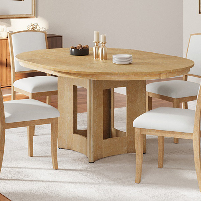 5 Piece Dining Set With Extendable Tabletop, Natural