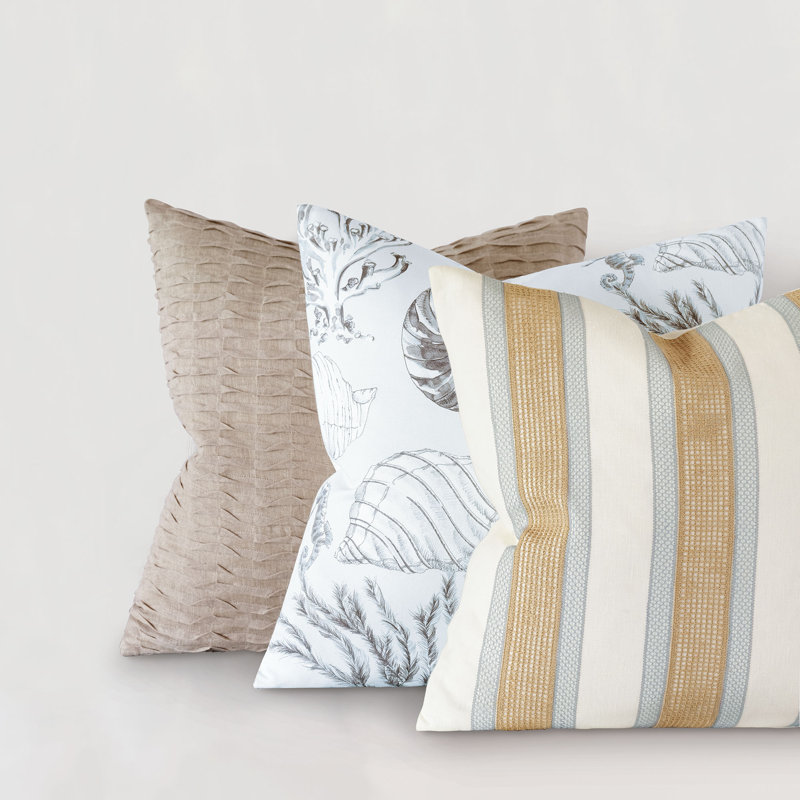 Light Blue Cotton Blend Square Throw Pillow
