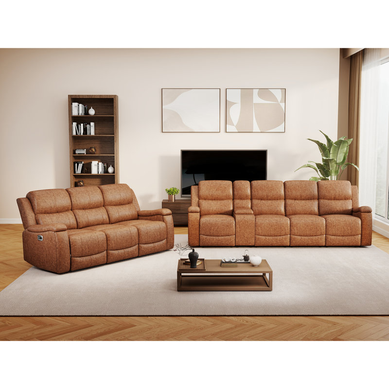 Ensemble de salon moderne 3 pièces avec fauteuils inclinables électriques, porte-gobelets et rangements