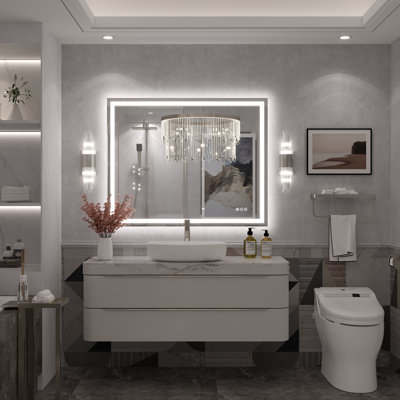 Molly Framelss or Framed LED Anti-Fog Tempered Glass Wall Bathroom Vanity Mirror - UL Certified