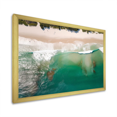 Vagues vertes vue aérienne I - plage, art mural