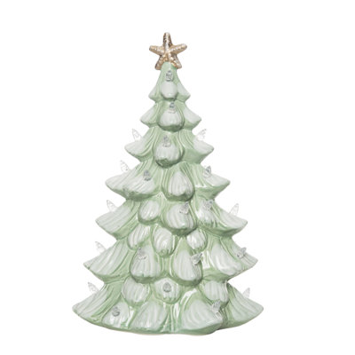Stoneware Green Christmas Coastal Light Up Tree