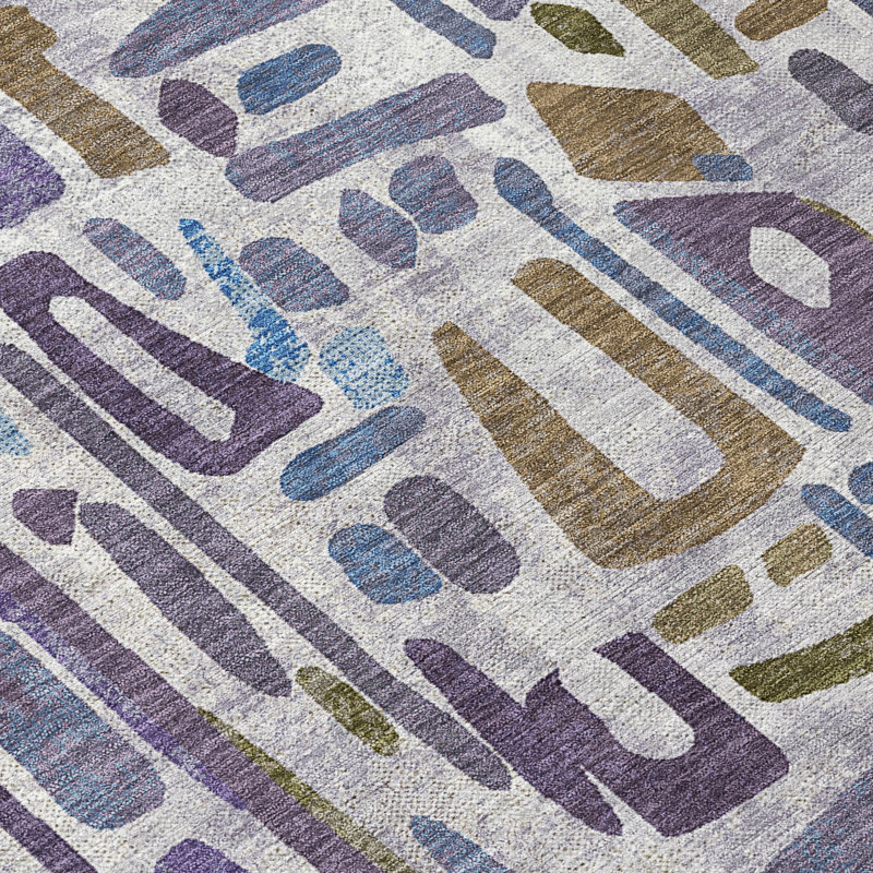 Machine Washable Indoor/Outdoor Chantille ACN2432 Casual Rug, 2'6" x 3'10", Purple