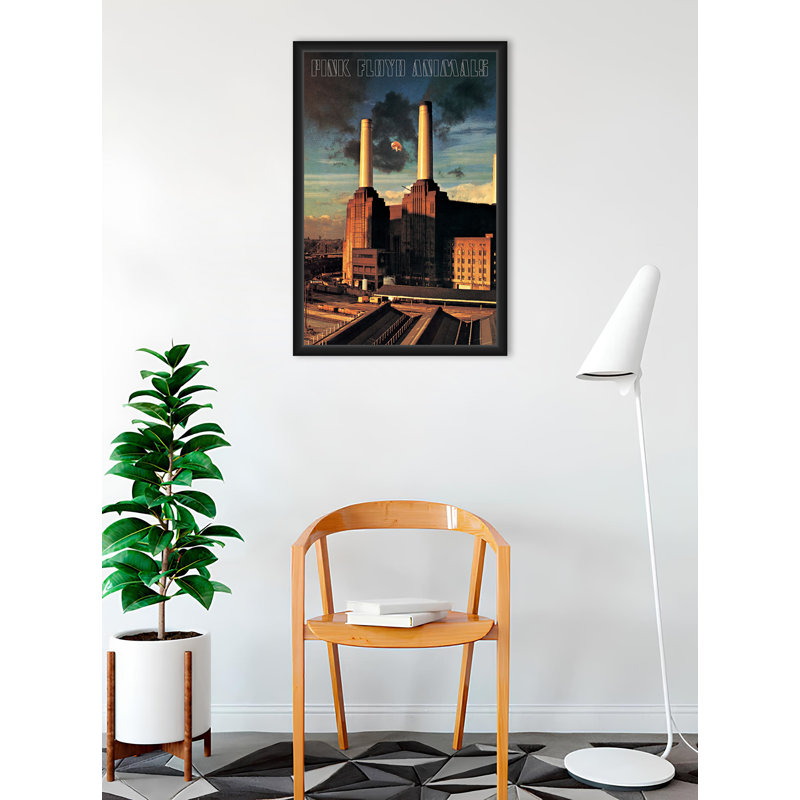 ACHETER DE L'ART POUR MOINS Officiellement sous licence Pink Floyd - Animaux - Affiche d'art encadrée - 24 x 36 po - Cadre en bois d'ingénierie robuste avec verre de plexiglas - prêt à être accroché