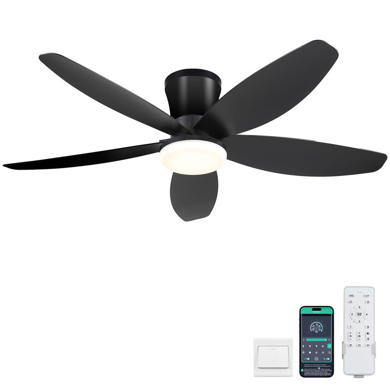 42 inch Low Profile Ceiling Fan with Light and Remote Control, Black
