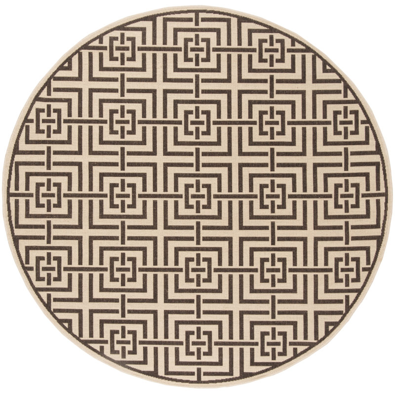 Gowanus 100 Performance Geometric Indoor/Outdoor Area Rug, Round 6'7"