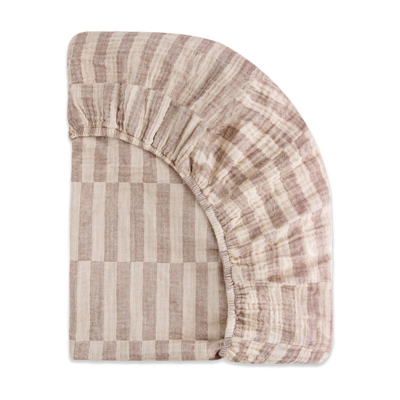 Cocoa Stripe Muslin Mini Crib Sheet