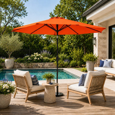 Parasol de marché 7,5 pi, parasol de marché extérieur avec manivelle et inclinaison réglable pour le jardin, la terrasse, la piscine et la cour arrière