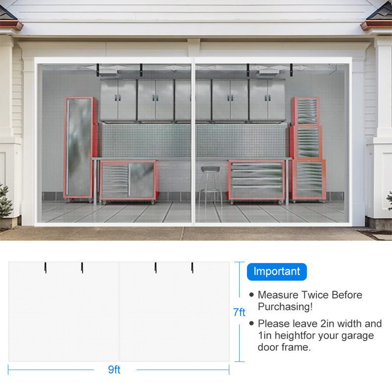Rideau de porte de garage en fibre de verre avec sangles convenant à un garage à domicile, Blanc