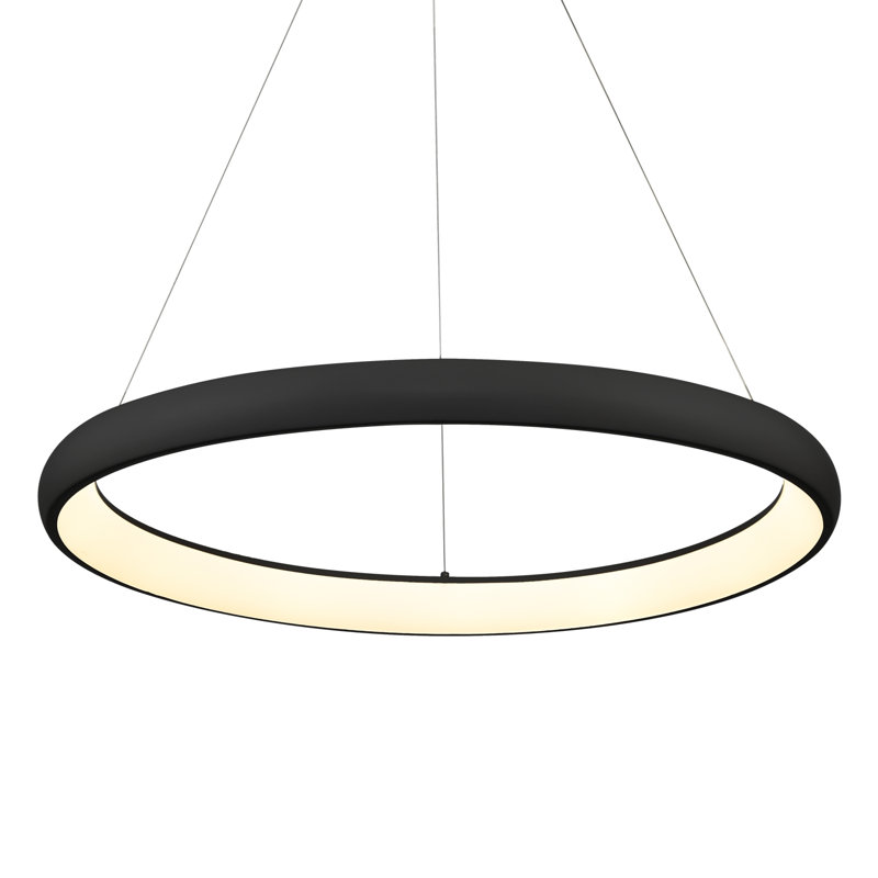 Luminaire suspendu géométrique à 1 lumière Cortana, Noir, H 124 po x l 32,25 po x P 32,25 po
