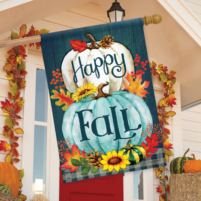 Happy Fall Pumpkins Primitive House Flag