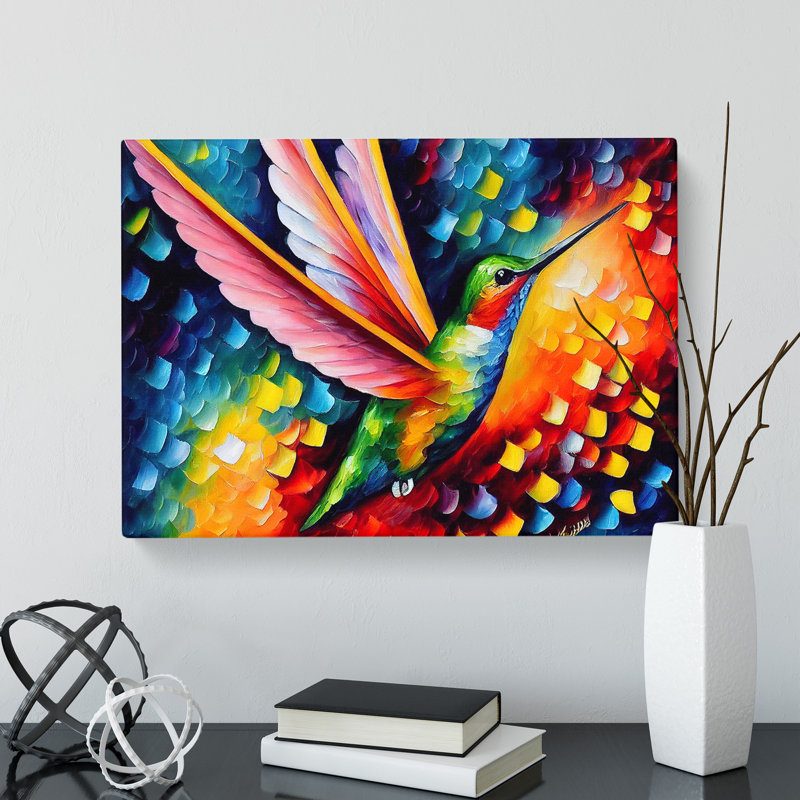 Hummingbird Painting Vol.8 Abstract - Wrapped Canvas, 50cm H x 76cm W x 3cm D