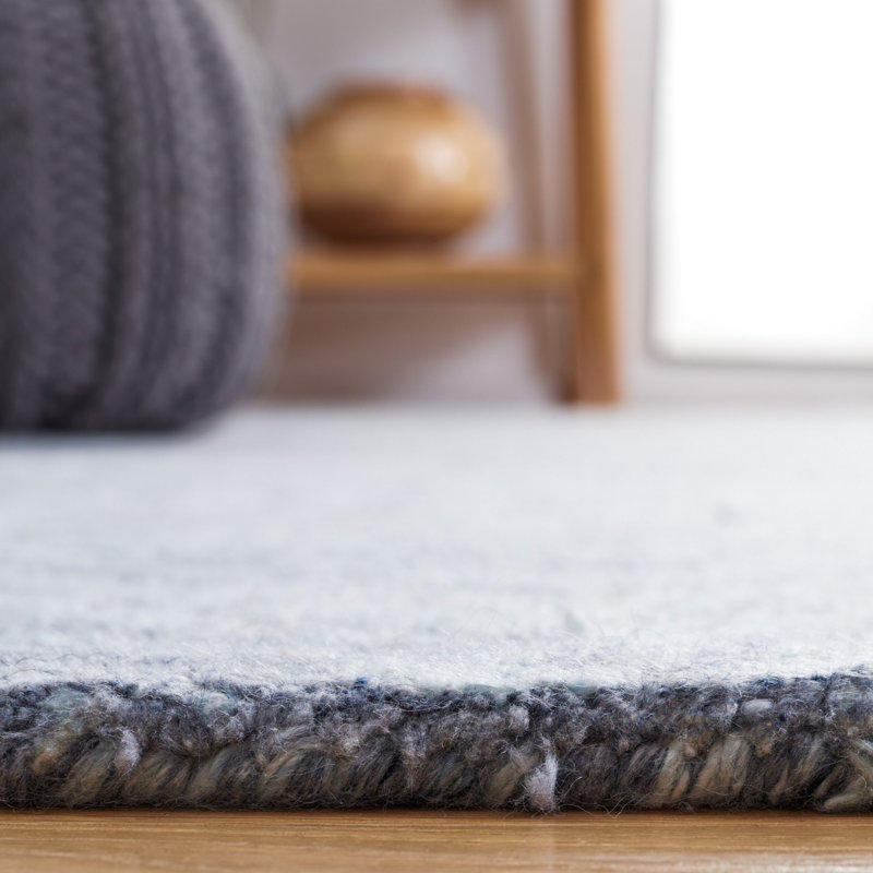 Handmade Blue Wool Abstract Tufted Area Rug, 5' x 8'