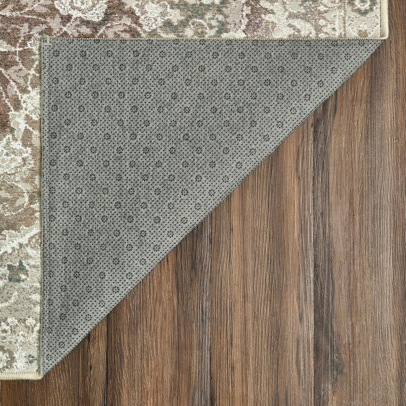 My Magic Carpet  Brown Washable Rug, Rectangle 5' x 7'