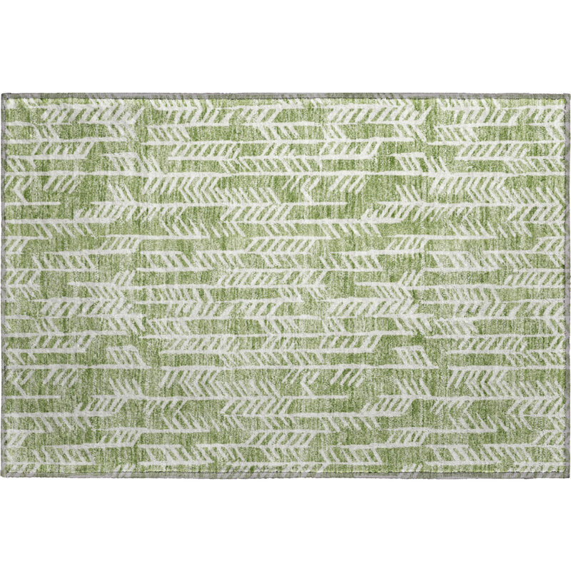 Tapis vert Prisco lavable à la machine de qualité supérieure, Rectangle 1 pi 8 po x 2 pi 6 po