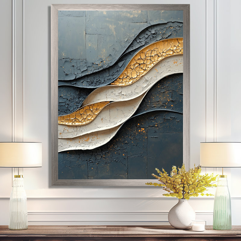 Sobieski - art mural abstrait, Argent argent, H 40 po x l 30 po, Reproduction encadrée d'une seule photo