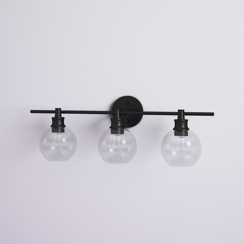 Éclairage pour meuble-lavabo en verre Drinkard, Transparent, Noir, 3 lumières