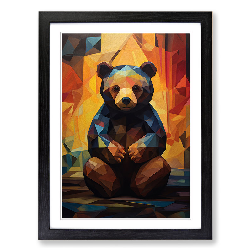 Teddy Bear Orphism - Framed Print, 46cm H x 34cm W x 2cm D, Black