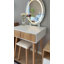 Petit bureau de meuble-lavabo avec miroir de 18 po et lumières, poignées en bois avec tabouret rembourré