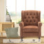 Button-Tufted Wingback Accent Chair - Solid Wood Legs with Rolled Arm &Thick Padded Cushion-987606966-996837706