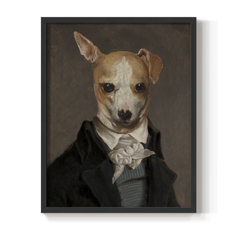 Reproduction encadrée raffinée Fido - bois massif, H 21 po x l 17 po, Noir, noir, noir, noir