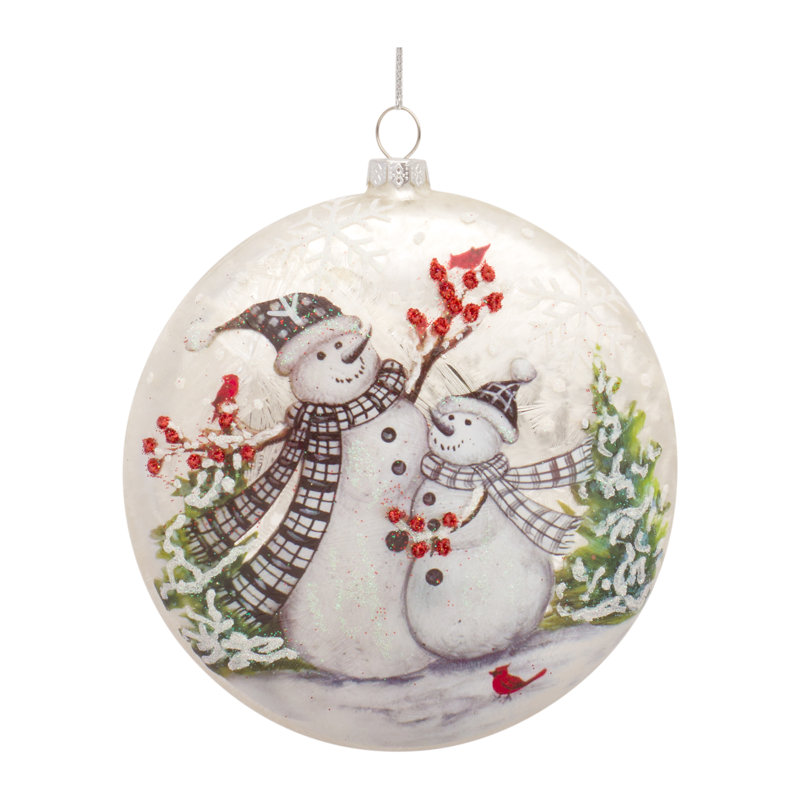 Ornement boule de verre bonhomme de neige