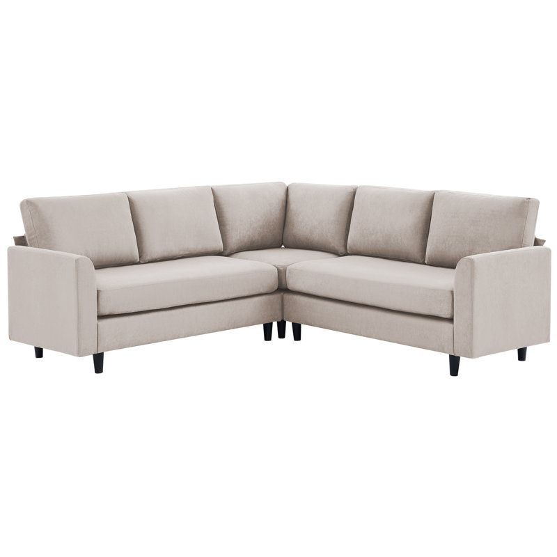 83.5" Sectional Corner Sofa With Armrest Black Legs Seater For 5, Gray Fabric
