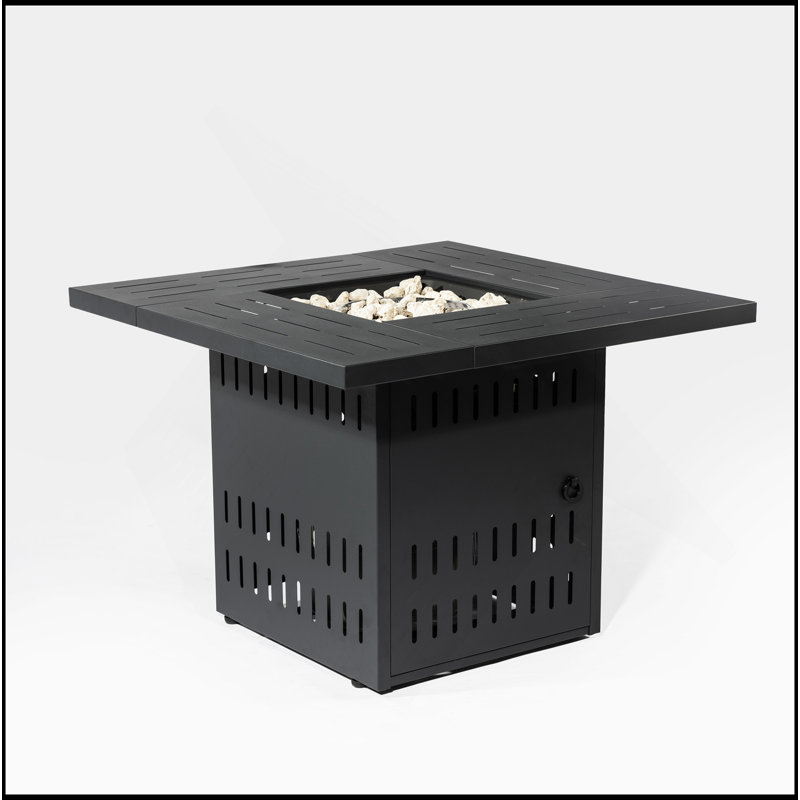 Foyer de table 34 po au gaz propane, foyer d'extérieur rectangulaire en acier de 50 000 BTU pour la cour extérieure - noir
