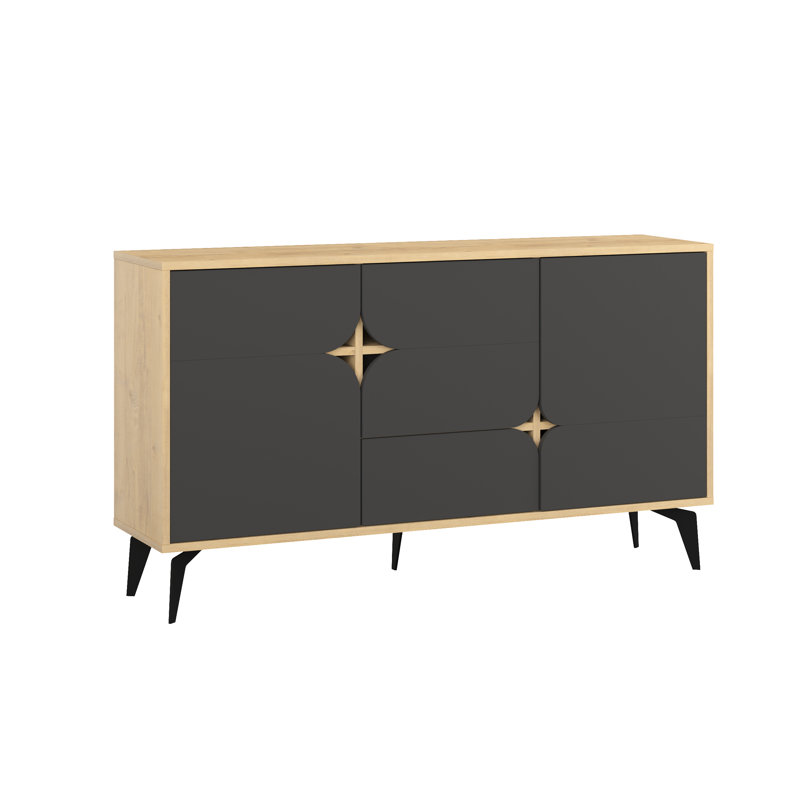 Spark Sideboard Wide 1 Drawer | Ample Storage with 3 Cabinets and Shelves, Oak/Anthracite