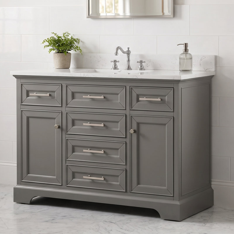Thompson 48" W Single Vanity, Gray/Brushed Nickel