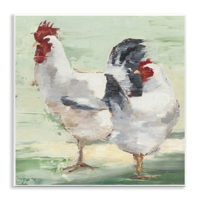 au-841-Wood " Farmhouse Chickens Hens Painting " Acrylic Painting