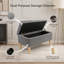 Banc de rangement en velours côtelé beige 32 pouces de large avec pieds en bois, boîte de rangement rabattable-130494594