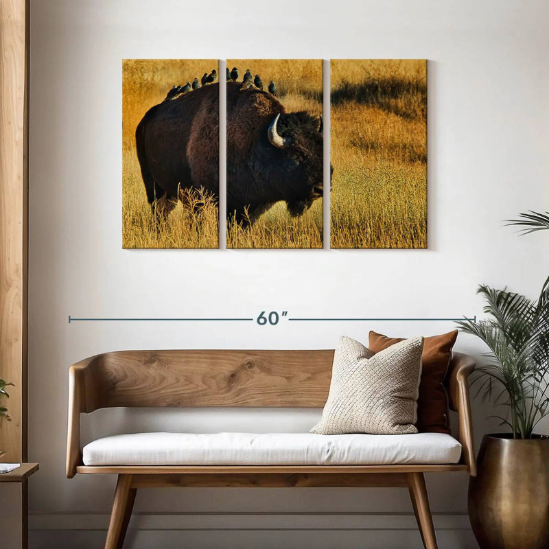 Brampt Birds On Bison, 28" H x 45" W