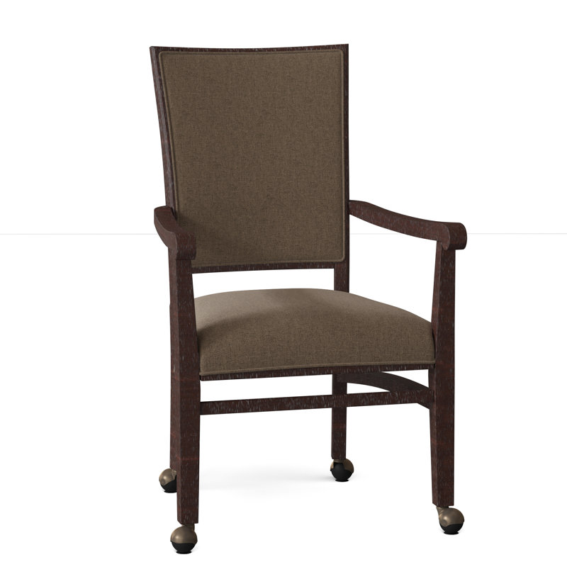 Plymouth Upholstered King Louis Back Arm Chair, 8789 Bark, Espresso