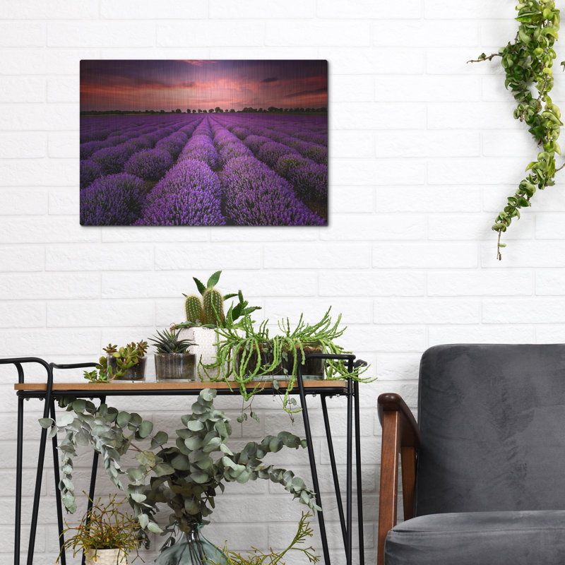 «Lavender Fields», art mural en métal, 24 po x 16 po, H 12 po x l 16 po
