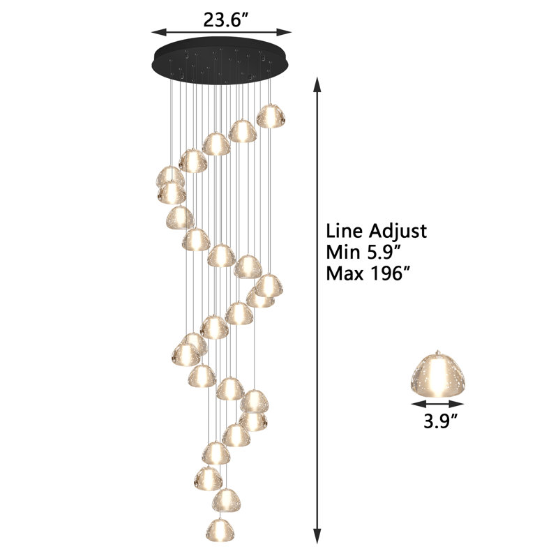 25 - Light Dome Crystal Chandelier, Noir mat