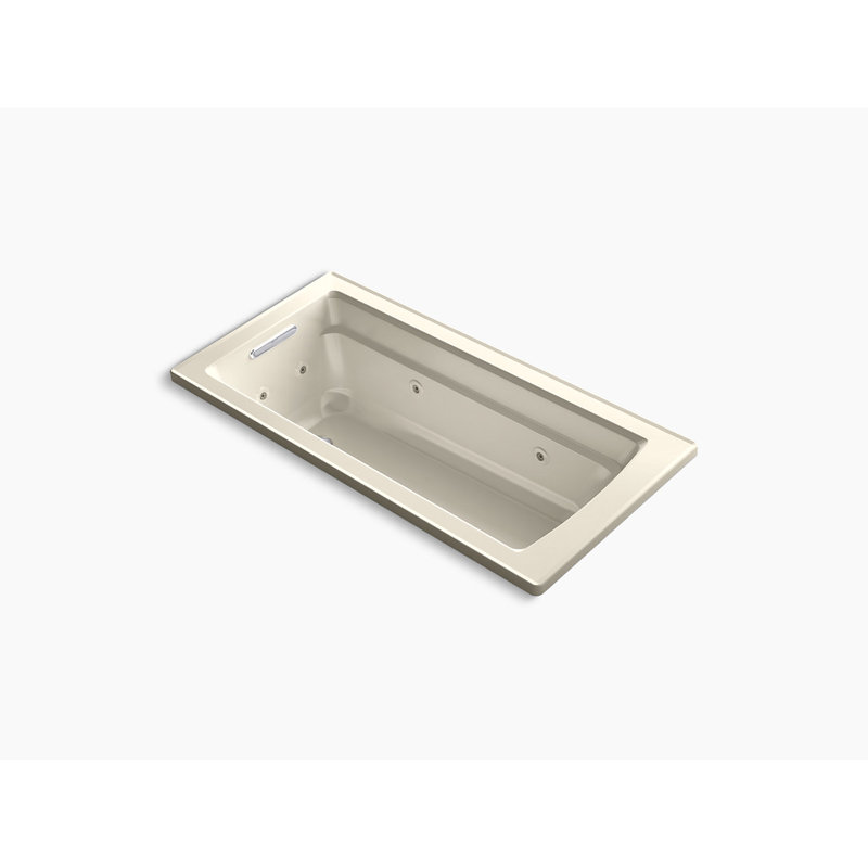 Archer 66" X 32" Drop-In Whirlpool Bath with End Drain and Heater, Almond
